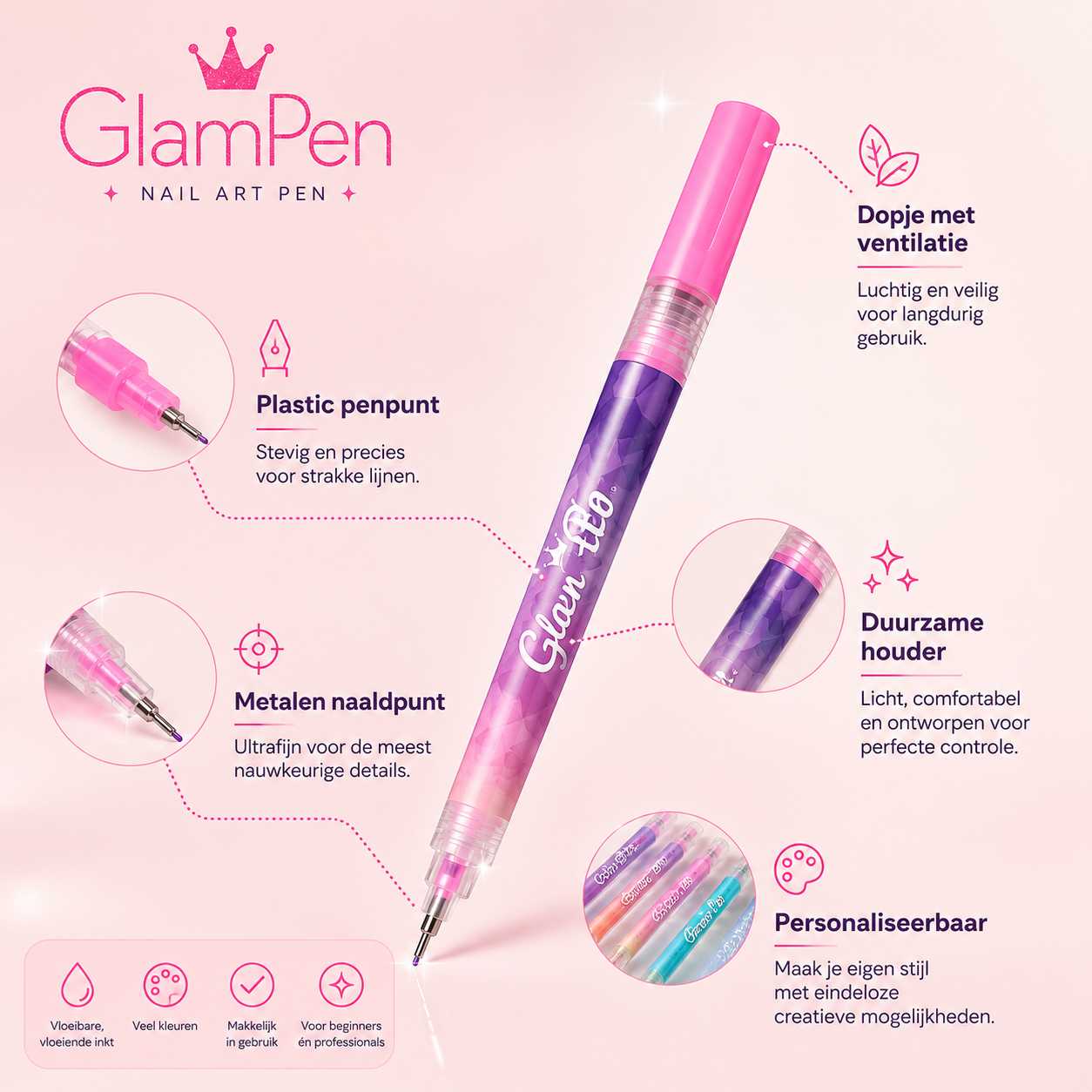 GlamPen™ Nail Art Pen Set - Professionele Nageldesigns Thuis