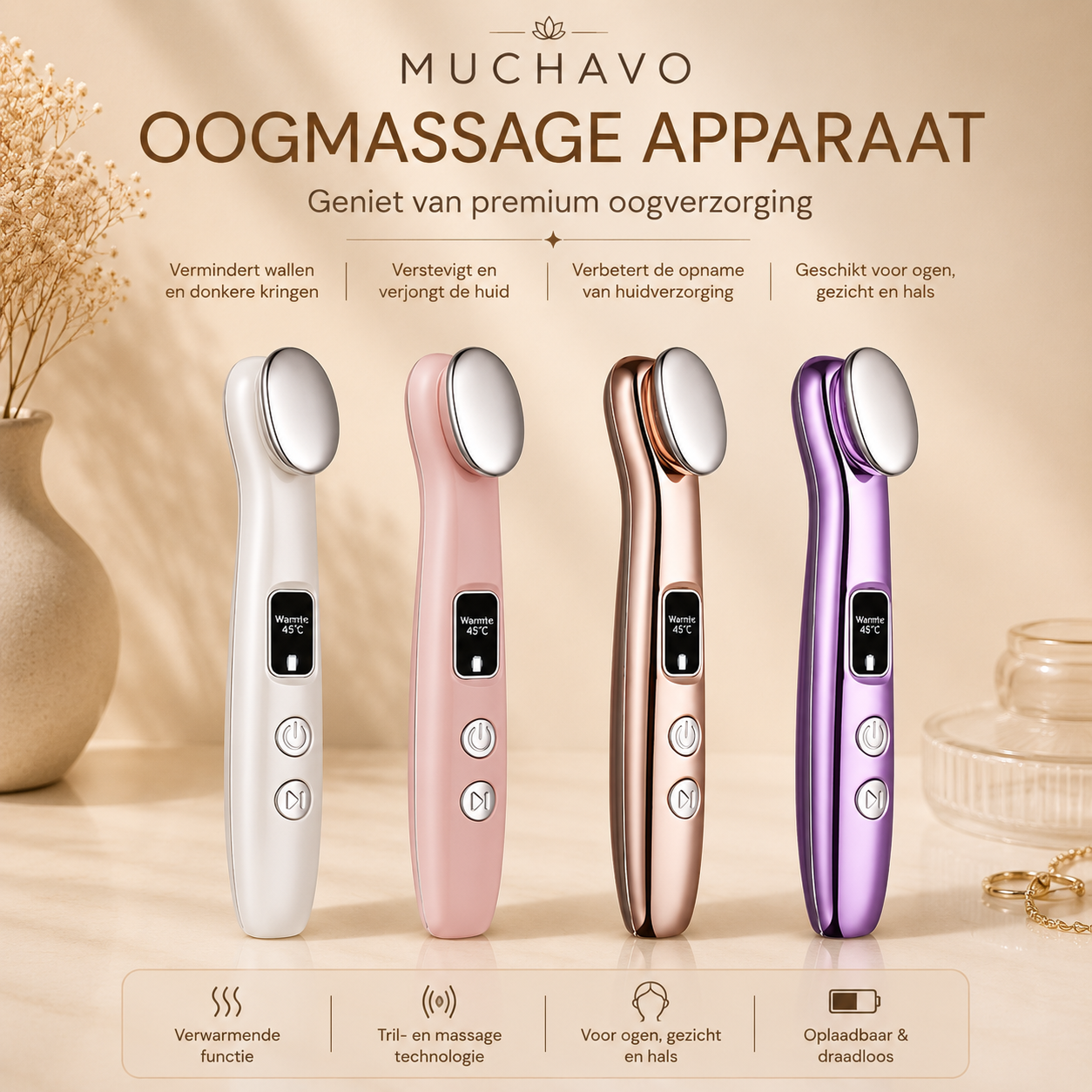 Muchavo EyeLift Pro™ – Luxe Ooglift Massager | Voor Ogen, Gezicht & Hals
