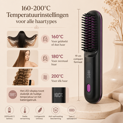 Muchavo SmoothBrush™ – Draadloze Haarstijlborstel voor Glad en Verzorgd Haar
