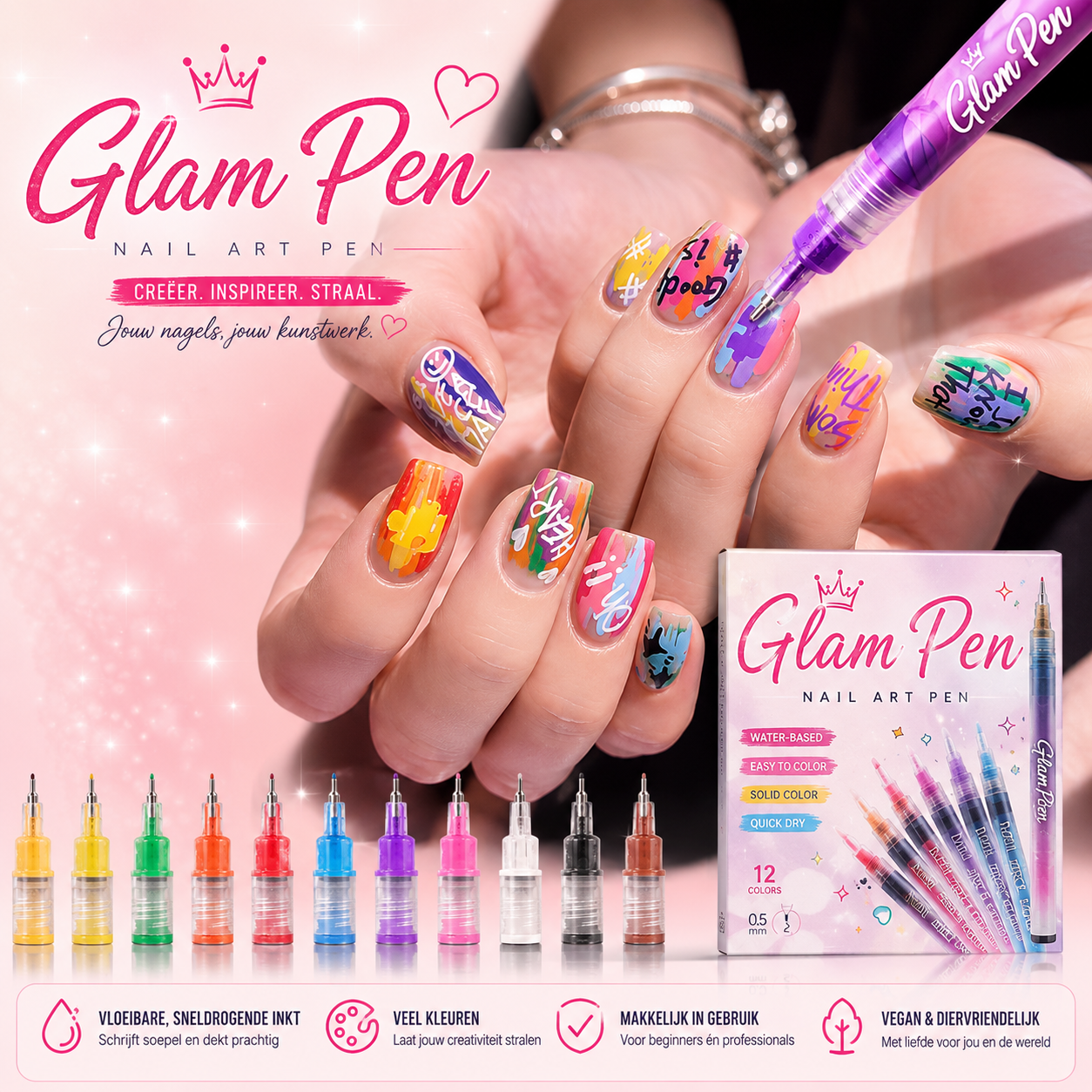 GlamPen™ Nail Art Pen Set - Professionele Nageldesigns Thuis