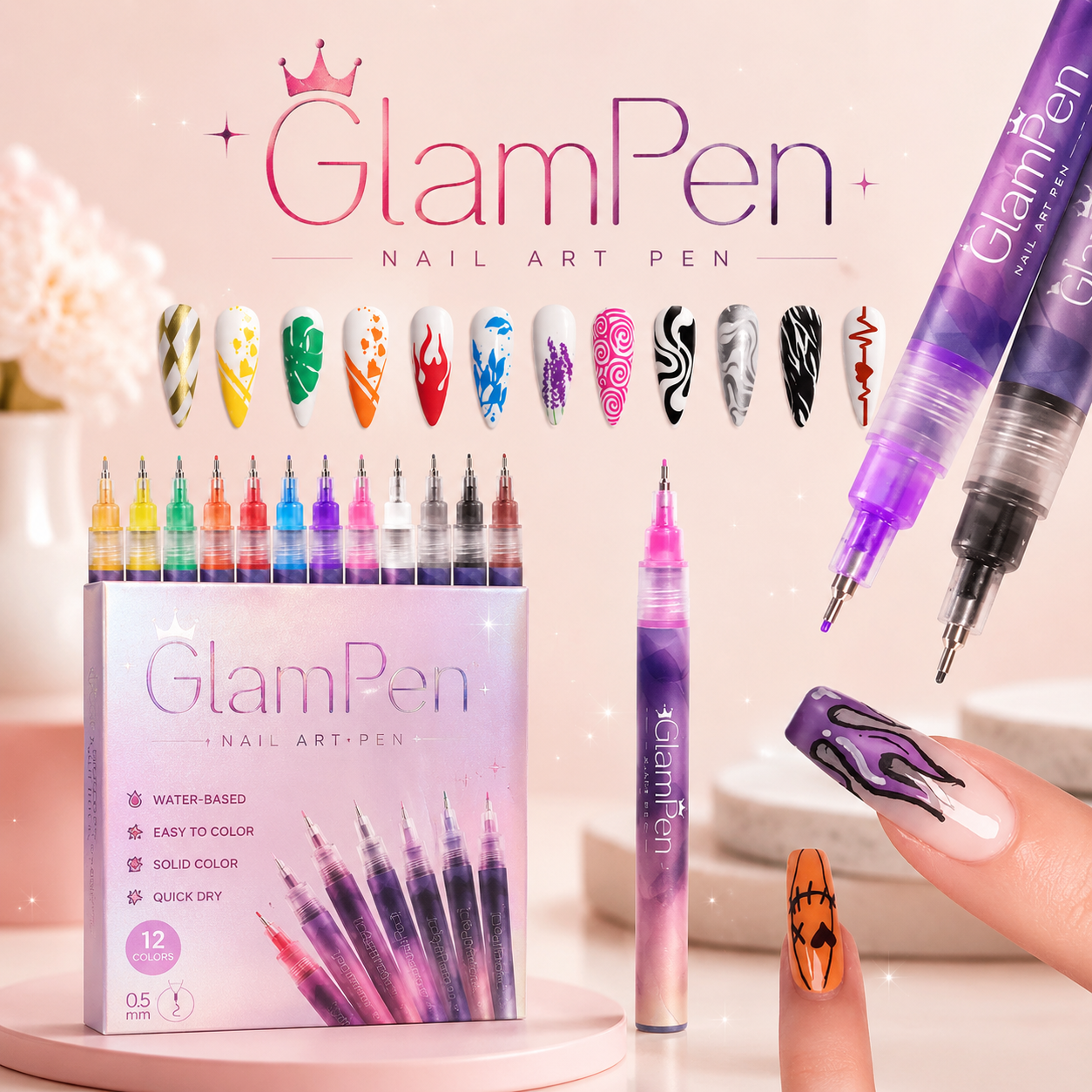 GlamPen™ Nail Art Pen Set - Professionele Nageldesigns Thuis