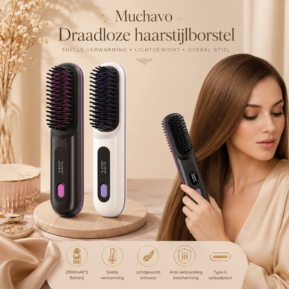 Muchavo SmoothBrush™ – Draadloze Haarstijlborstel voor Glad en Verzorgd Haar