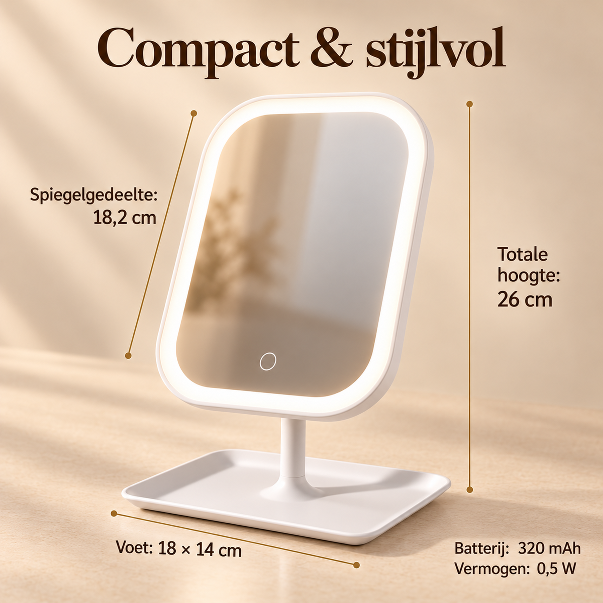 Muchavo GlowMirror™ – Oplaadbare LED-make-upspiegel