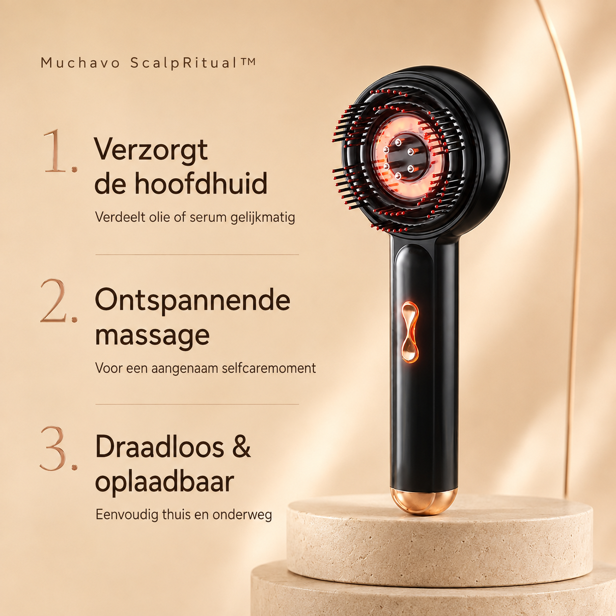 Muchavo ScalpRitual™ – Elektrische Hoofdhuidmassager met Haarolie-Applicator
