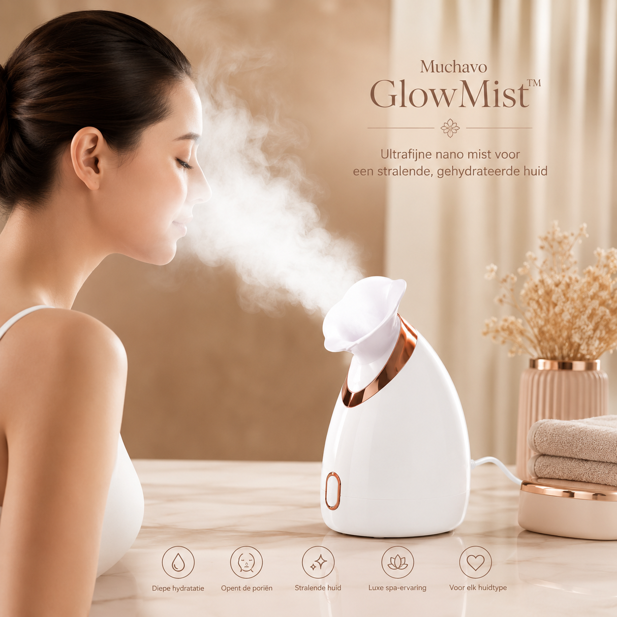Muchavo GlowMist™ – Luxe Nano Gezichtsstomer voor een Stralende Huid
